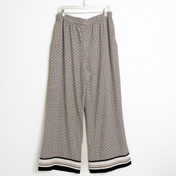 ✨ Abercrombie Fitch Satin Wide Leg Trousers Pull On Pant Brown Beige - Picture 5 of 15